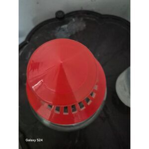 Elegant OvalShaped Glass Fish Bowl with Secure Red Cap Perfect for Home & Off